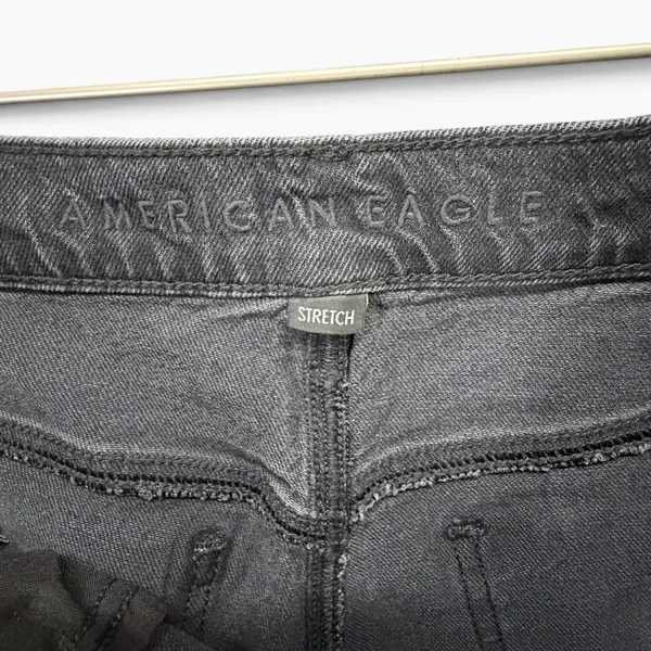 American Eagle High Waisted Cuffed Stovepipe Jean Womens 8 Black Classic Denim - Image 13