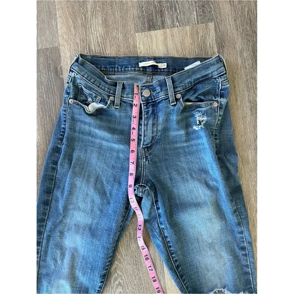 Levi’s Womens Curvy Skinny Jeans Size 29 Distressed Raw Hem Stretch Blue Denim - Image 12