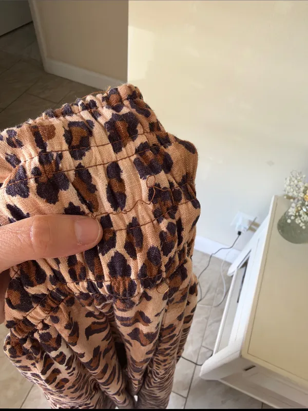 Paper heart pull on boho leopard print linen maxi skirt L - Image 16