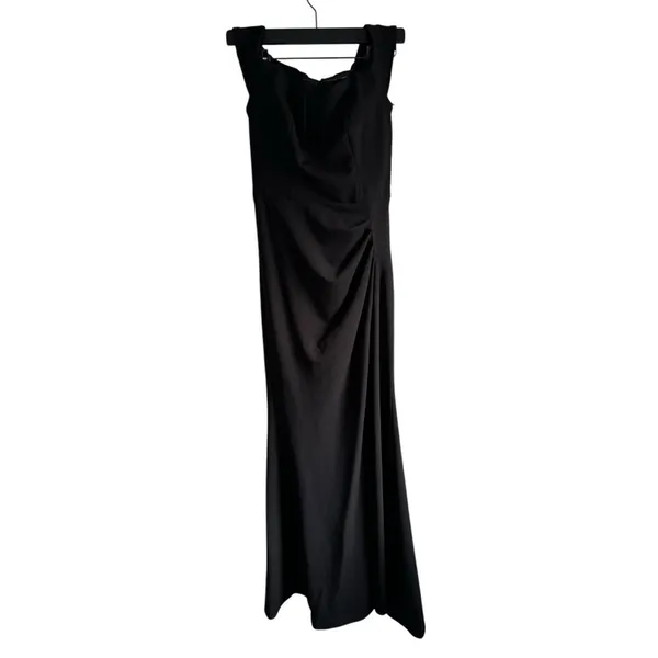 Xscape Off-Shoulder‎ Scuba Crepe Gown Black 4 - Image 4