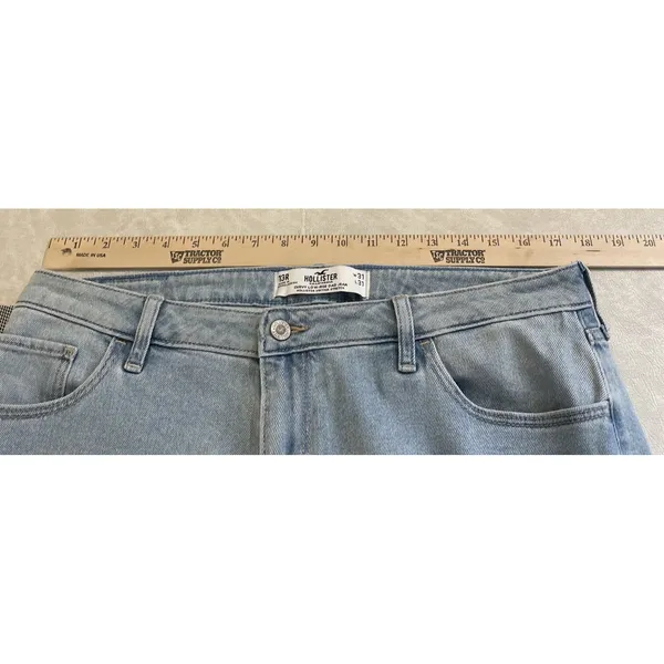 Hollister Womens 13R Curvy Low-Rise Dad Jean Light Blue Distressed‎ Stretch NEW - Image 3