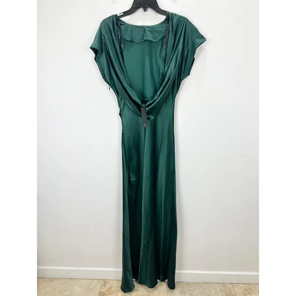 Lulus Captivating Presence Forest Green Satin Cowl Back Maxi Dress Formal M NWT - Image 10