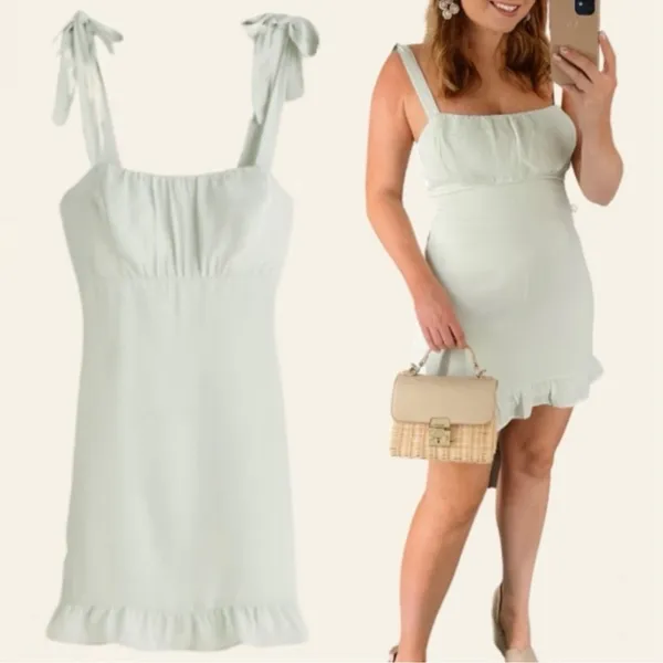 Abercrombie & Fitch Ruffle Mini Dress Babydoll Mint Green Preppy Pastel‎ Size M - Image 2