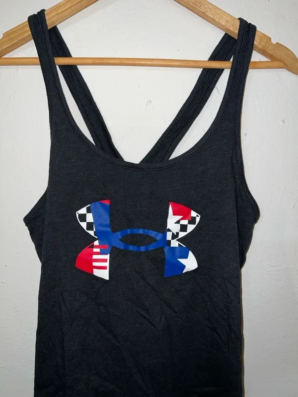 Under Armour Loose Black Racerback Tank with Multicolor USA Logo - Image 2