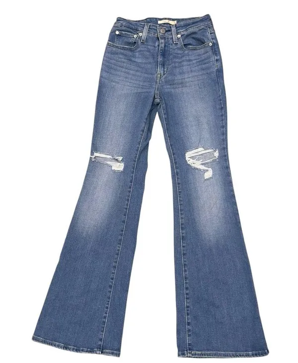 Levi’s 726 Distressed Flare Leg Denim Blue Jeans Pants size 27 - Image 4