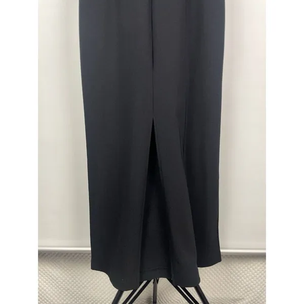 Boston‎ Proper Black Slinky Goth V-Neck 3/4 Sleeve Back Slit Midi Dress Size M - Image 8