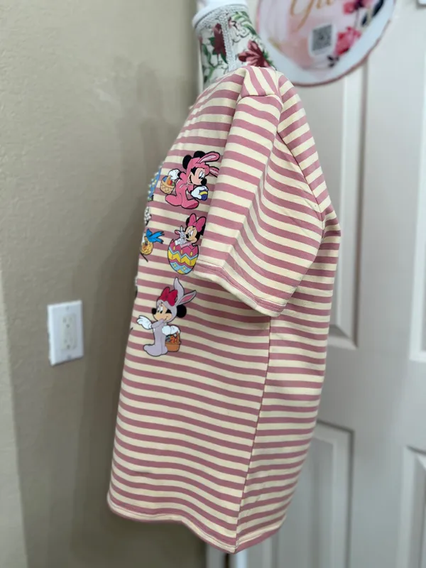 Disney Easter Characters Striped Pearl T-Shirt Pastel Size L NWOT - Image 4