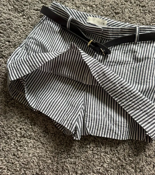 Zara Belted Navy Striped Mini Skort - Image 9