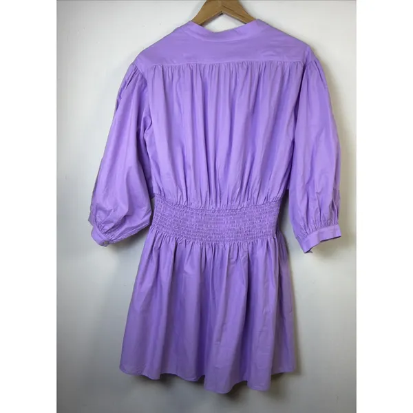 Pinch Mini Dress Womens Med Purple Pleated Puff Sleeve Boho Preppy smocked NWT - Image 12