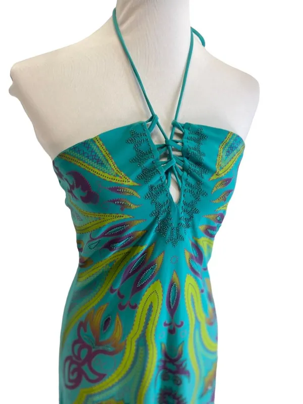NS!!! Kitty Halter Dress Green Size L Y2K Festival Summer Vacation Lightweight - Image 7