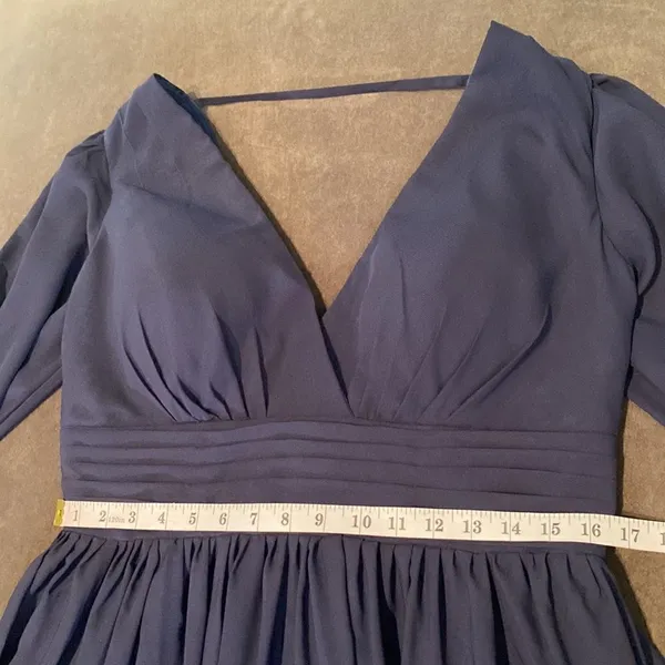 Women’s Blue Full Length V-Neck Corset Bridesmaid Dress Leg Split Size 14 - Image 9