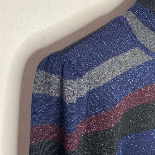 Lauren Ralph Lauren shimmering colorblock striped mockneck sweater size L - Image 5