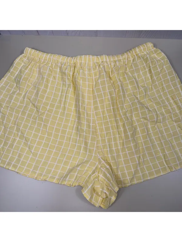 Women’s Yellow Windowpane Drawstring Shorts Size Medium - Image 3