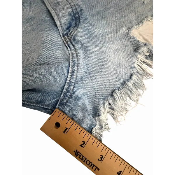 We The Free Shorts Free People 31 Distressed Cutoff Denim High Button Fly CC13-3 - Image 6