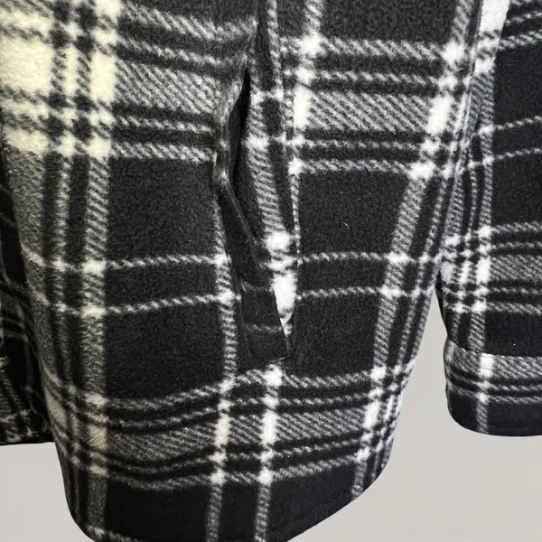 Sage Collective Sherpa Shacket Plaid Jacket Black White‎ Fleece Womens S - Image 3