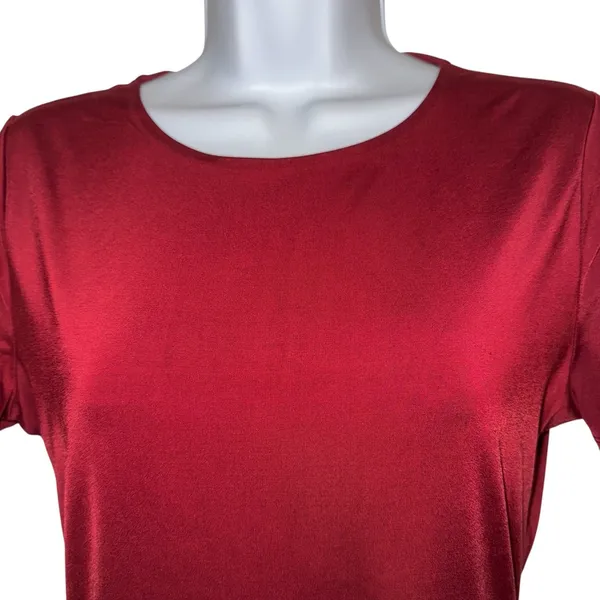 EXPRESS Body‎ Contour Rich Dark Red Short Sleeve Crew Neck Bodysuit Top M - Image 3