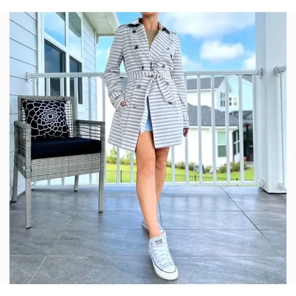 Banana Republic Striped Trench Coat - Image 2