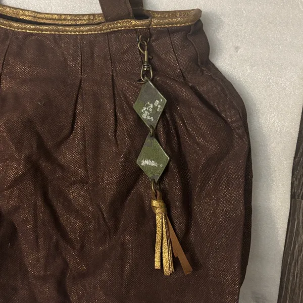 Brown/Gold Metallic Cloth Shoulder Bag Boho Fall Fairycore Grandma Minimalist - Image 12