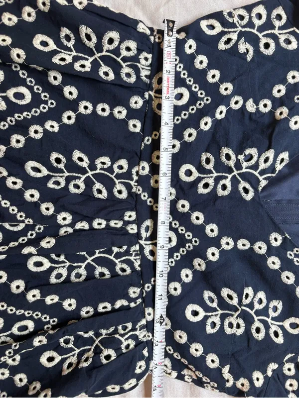 Mi Ami Navy White Embroidered Cotton Mini Dress Size M - Image 5