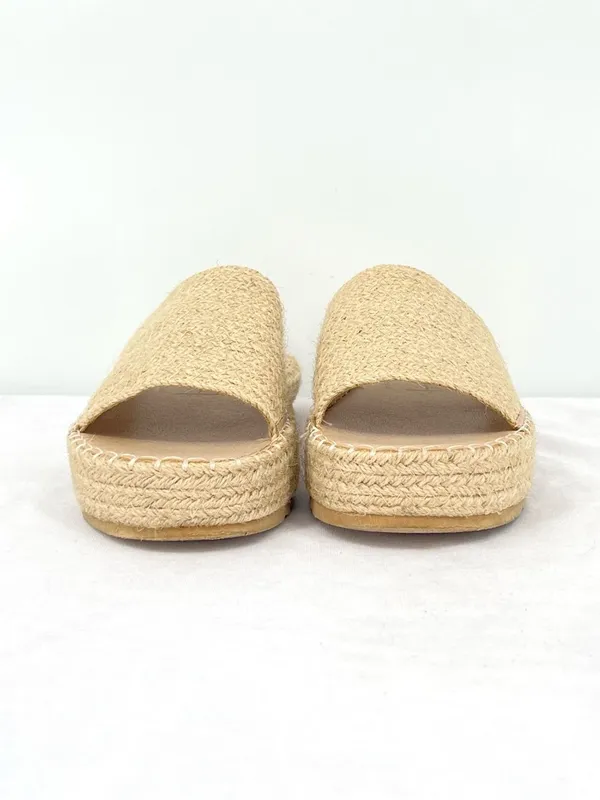 Beach by Matisse Jute Platform Slide Espadrille Sandals Natural Beige Women’s 9 - Image 2