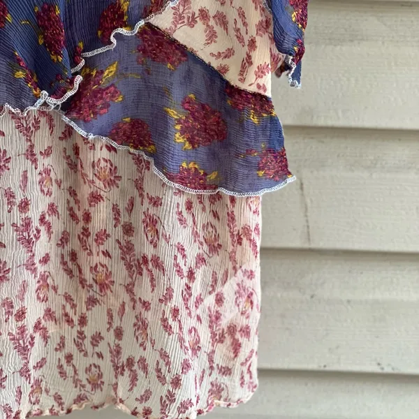 Free People All Things Sheer floral camisole tiered tank top In size L - Image 4