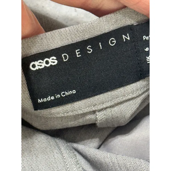ASOS Design Petite Grey High Waisted Wide Leg Trouser Pants US 2 UK 6 EU 34 - Image 4