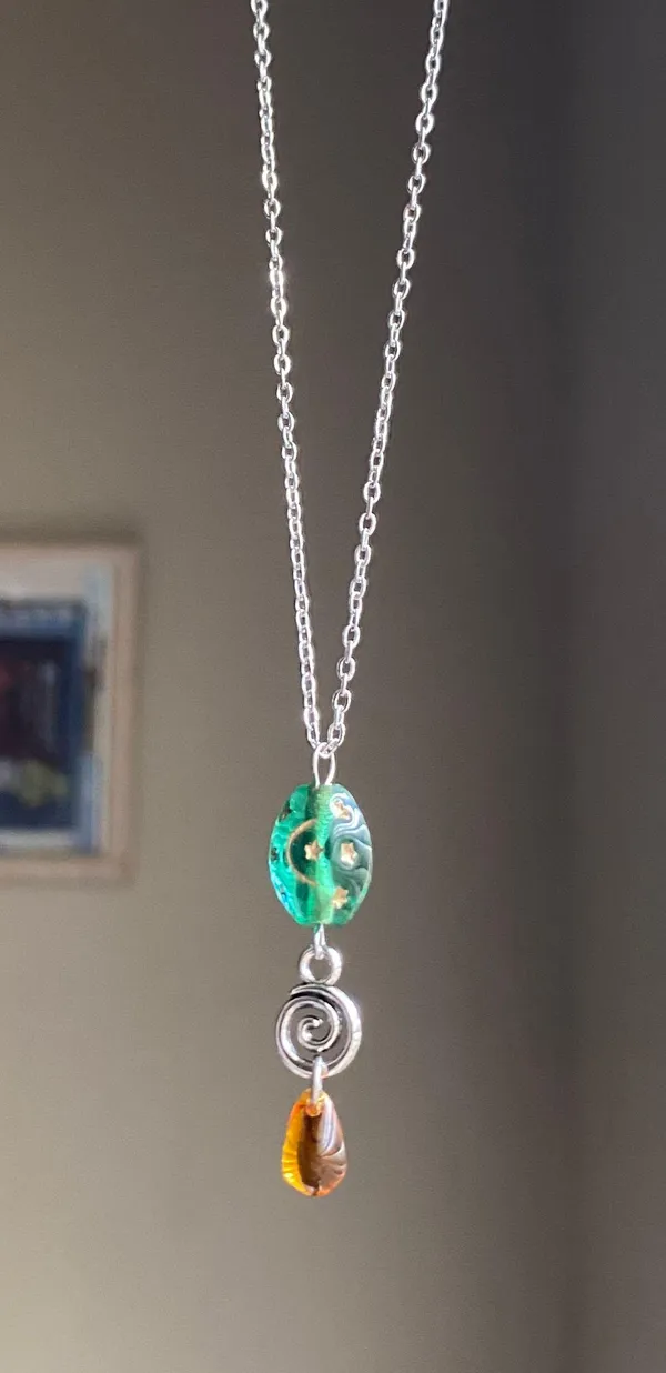 Handmade stainless steel celestial whimsical fairy boho vintage style necklace🌟🌝💧 - Image 3
