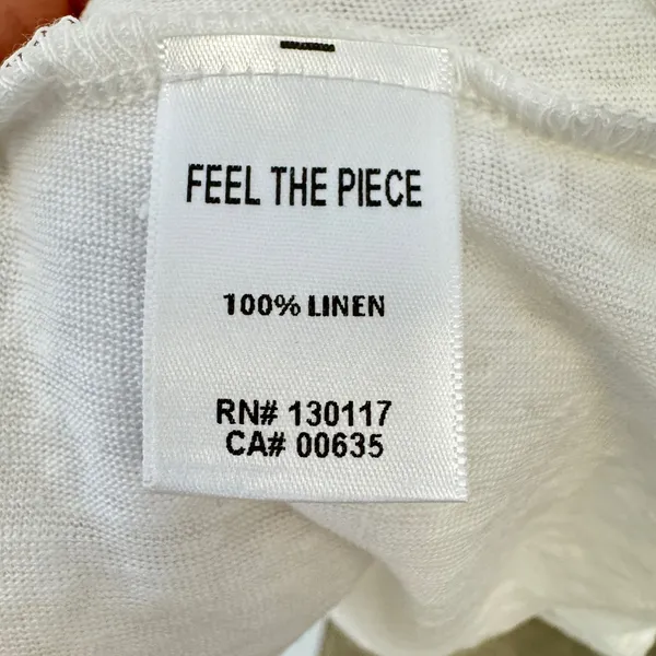 Feel The Piece Terre Jacobs White 100% Linen Deep‎ V-Neck Sleeveless Top M/L - Image 7