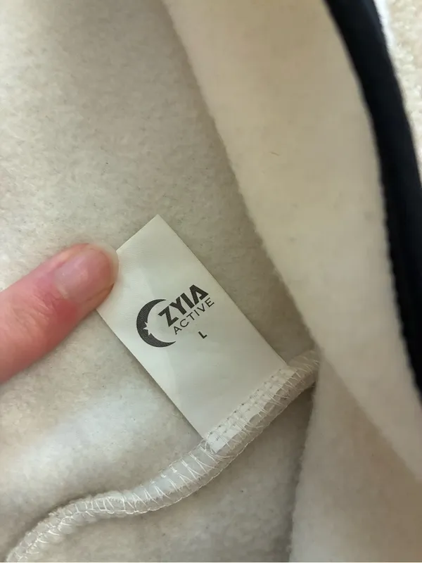 Zyia Active Fleece Pullover Quarter Zip Sweatshirt Women’s Large Cream Black - Image 2
