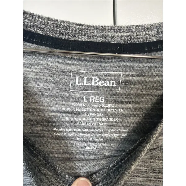 LL Bean Pullover Top Womens Large Gray Space Dye Long Sleeve Tunic 511671 - Image 3