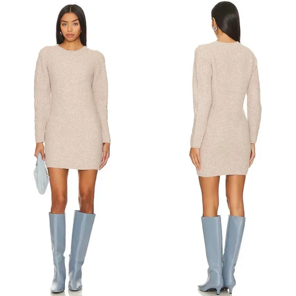 525 America Tessa Cable Knit Sweater Dress Beige‎ Cashew Heather Revolve - Image 2