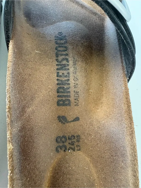 Birkenstock Madrid Big Buckle Slide Sandals Womens Size 38 Black Leather - Image 8