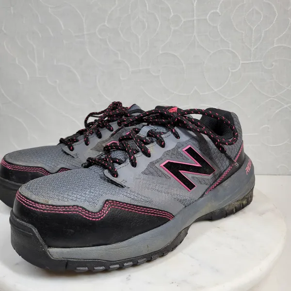New Balance RevLite Shoes 8 Gray Pink Composite Toe Slip Fuel Resistant 589V1 - Image 2