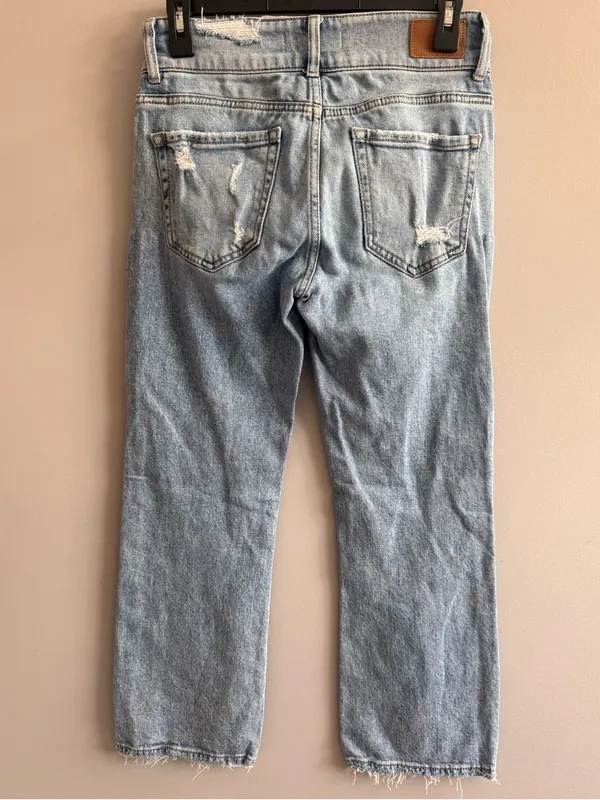BKE Payton Jeans 25x27 Mid Rise Cropped Flare Distressed Light Wash Denim - Image 3