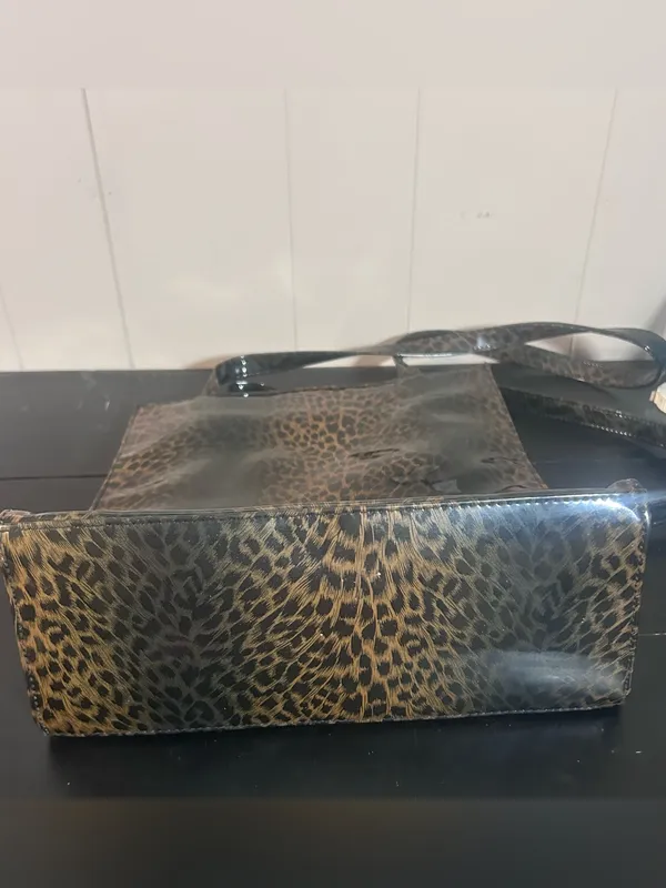 Chateau Leopard Print Patent Tote in Brown and Black - Image 5
