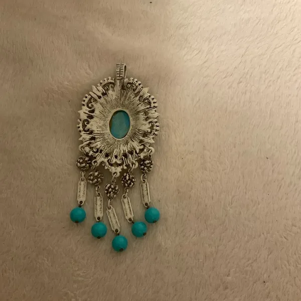 Turquoise and Silver Bohemian Brooch - Image 5