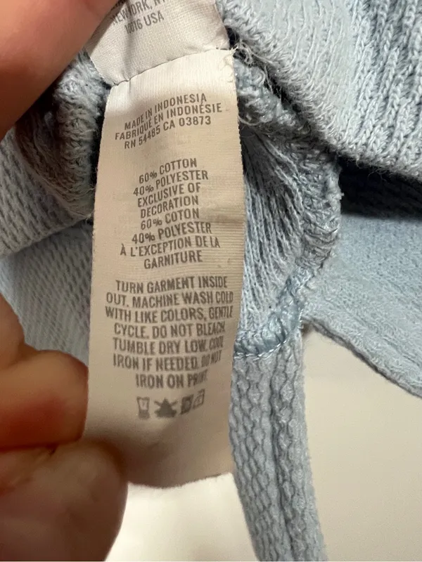 Aerie The Happiest Textured Baggy Crewneck Sweatshirt in Baby Blue Size Medium - Image 9