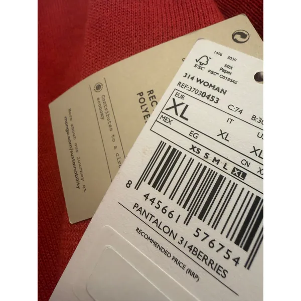 Mango Berries Red Wide Leg Knit Trousers High Rise Side Slit Pants XL‎ NEW - Image 5