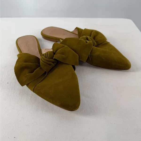 Madewell The Remi‎ Bow Suede Mule in Spiced Olive Green Size 8.5 - Image 2