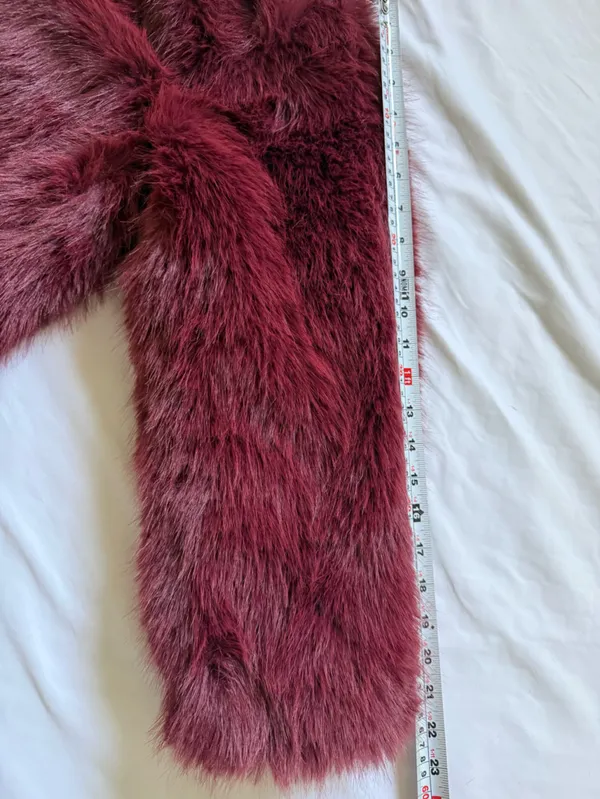 Wild Fable Burgundy Faux Fur Jacket S Y2K Mob Wife Glam Plush Coat - Image 10
