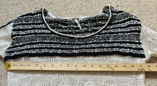 Free People Linen Knit Pullover‎ Sweater Size Large Lightweight Boho Miles Away - Image 9