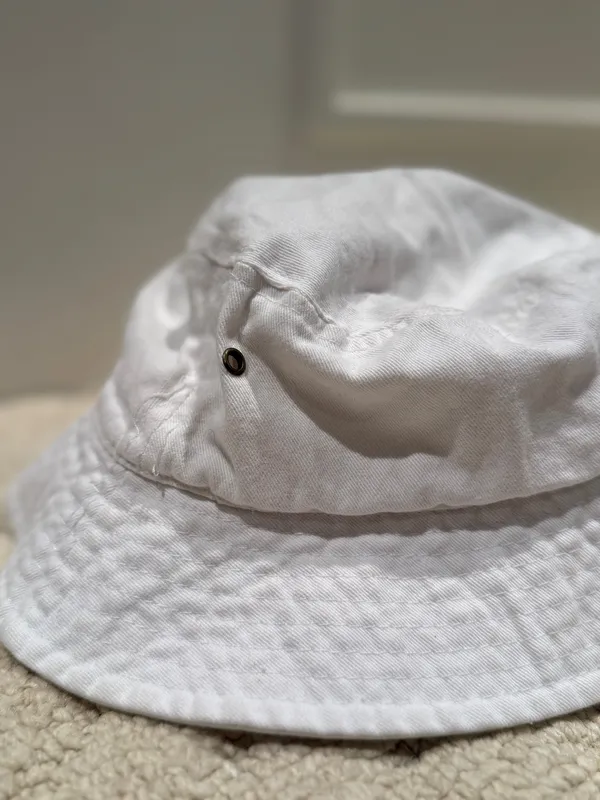White Bucket Hat Cotton Fisherman Sun Hat - Image 2