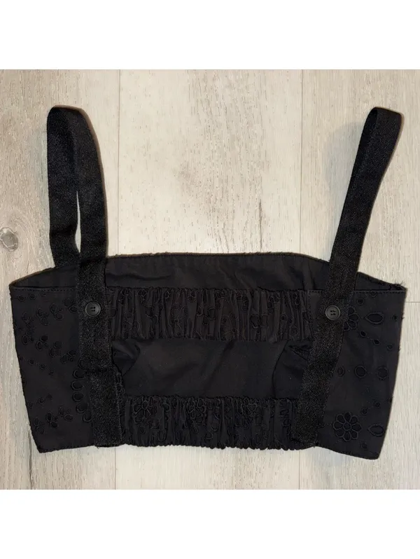 ZARA Whimsigoth Grunge Boho Embroidered Eyelet Open Back Crop top size small - Image 6