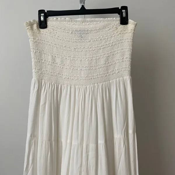 Nation AK Outfits Rayon Boho Coastal Smocked Tiered Maxi Dress Small White - Image 2