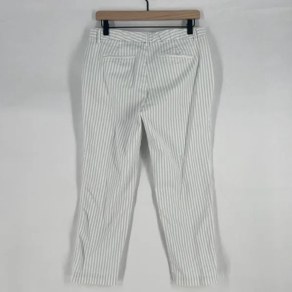 Gap Slim City Cropped‎ Pants Womens 8 White Blue Striped Cotton Tapered Leg - Image 7