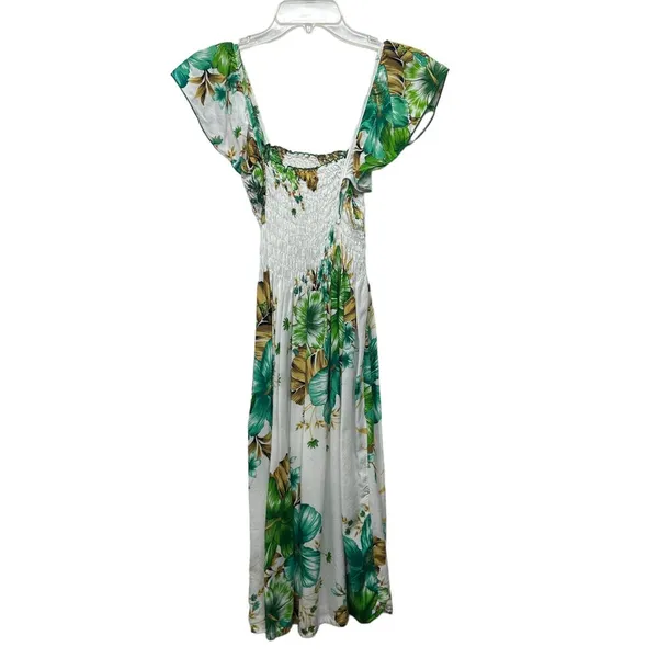 Women Floral Dress Small Cottagecore Tropical Smocked Midi Lightweight Vacation - Image 2
