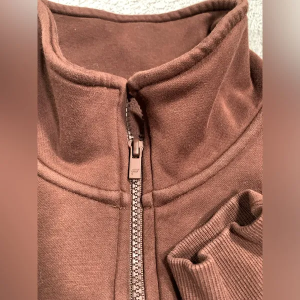Fabletics Brown Half-Zip Sweatshirt XXL/1X - Image 3