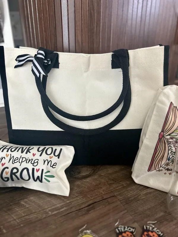 Teacher Appreciation Gifts Bundle W/Canvas Tote, Accessories, Earrings, Candle - Image 8