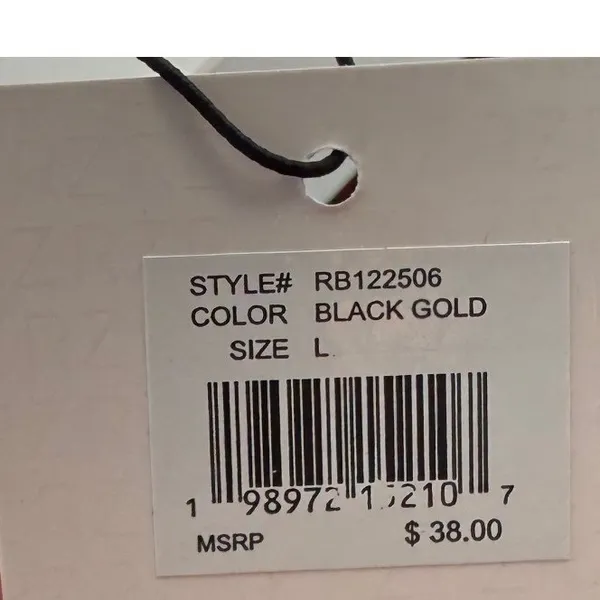 Rachel Zoe‎ Black Leather Belt High Shine Gold Interlocking Chain Link L NWT - Image 4
