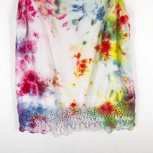 Galaxy Garden Jeanne Pierre Small Top Handmade Tie‎ Dye Pink Yellow Crochet 537 - Image 4